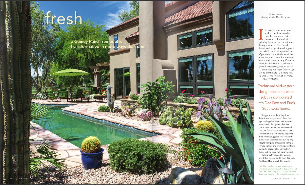 SuCasa feature editorial of Tri-Lite Builders Gainey Ranch remodel in Scottsdale Arizona