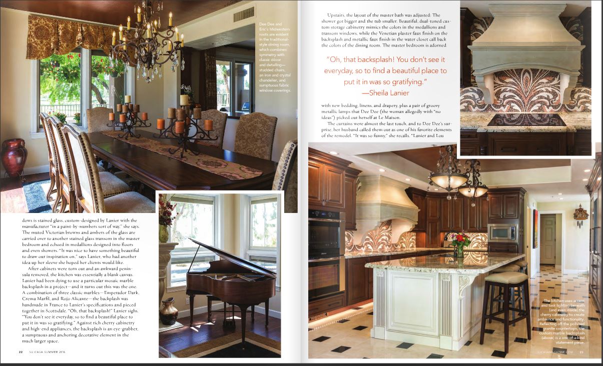 SuCasa Magazine feature editiorial of Tri-Lite Builders Gainey Ranch remodel in Scottsdale Arizona