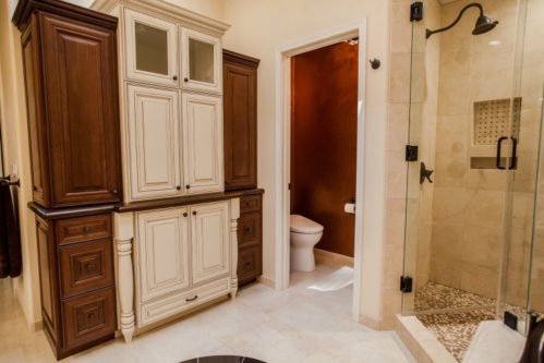 Phoenix Bathroom Remodeling Contractor. Luxurious master bathroom remodel with a large tile shower and soaking tub.
