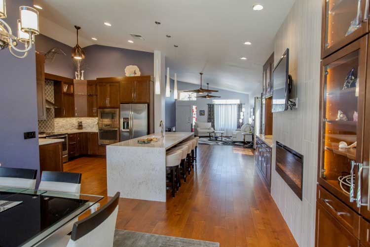 Kitchen Remodeling Contractor in Paradise Valley featuring a large waterfall island.