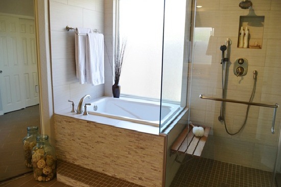 Gilbert, AZ Bathroom Remodeling Contractor- Accessible master bathroom remodel with a large shower and soaking tub.