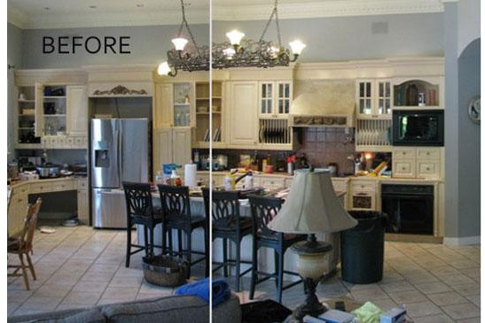 Scottsdale kitchen remodeling contractor featuring an open, modern kitchen, large functional island and chandelier.
