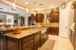 Phoenix Kitchen Remodeling Contractor. Open Concept kitchen with island seating and upscale features.